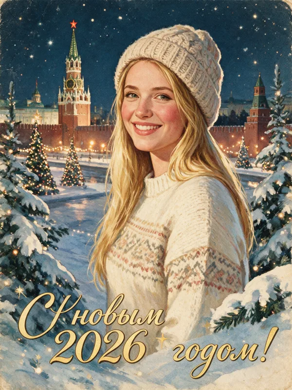 Открытка: зимняя ночь — пример кадра